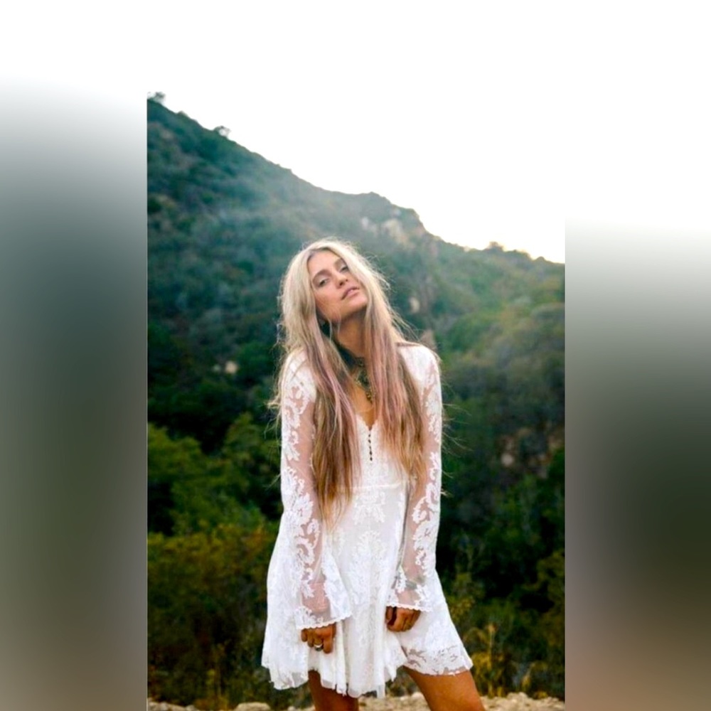 Free People Reign Over Me White Lace Mini Dress Rare NWOT